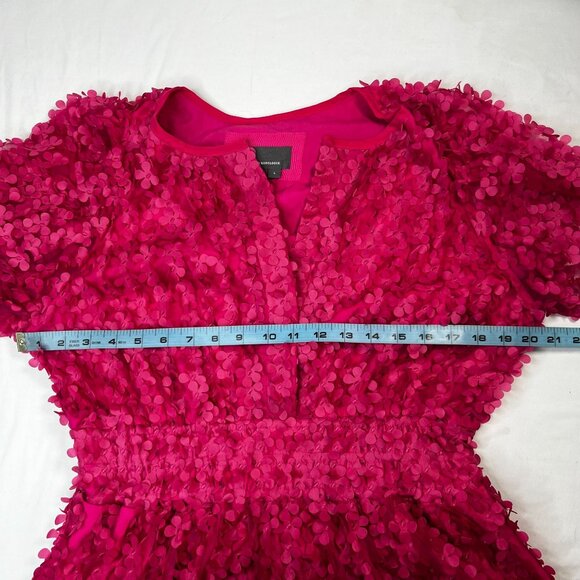 Anthropologie The Somerset Mini Dress Floral Applique Edition Hot Pink Large - Picture 7 of 15
